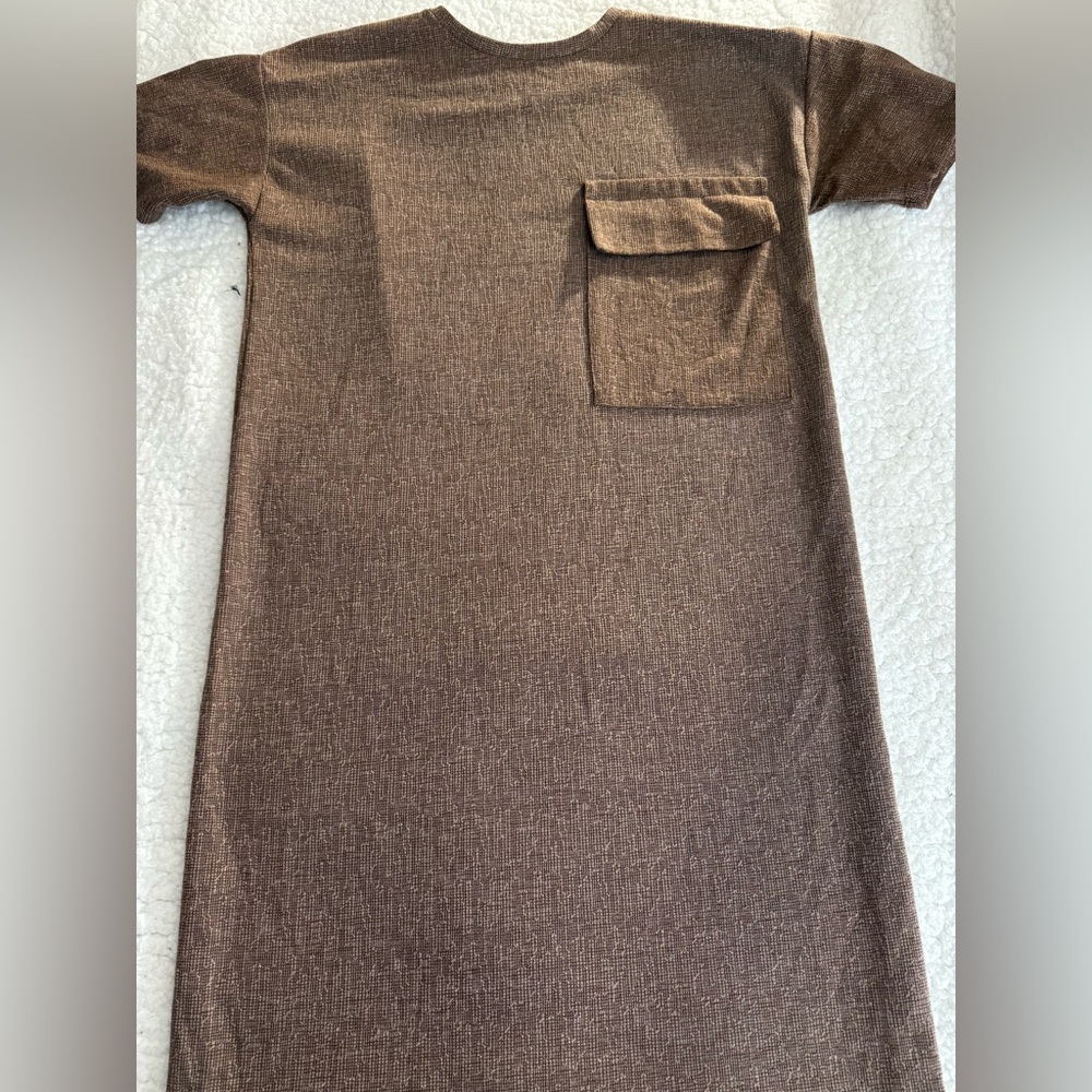 ⭐️ 3/$20 Zara Women's Short Sleeve T-Shirt Dress with pocket Brown size S
